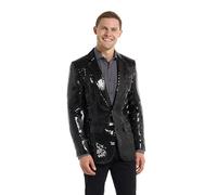 Suitmeister Blazer Noir de fête pour Hommes - Noël, Nouvel an - Veste de Costume à Paillettes Brillantes - Noir
