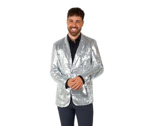 Suitmeister Blazer pour Hommes - Veste De Costume à Paillettes Brillantes pour Noël, Réveillon du Nouvel an - Argent