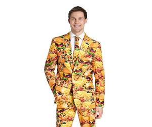 Suitmeister Costume de restauration rapide pour homme - Tenue d'Halloween et fête à thème - Avec blazer, pantalon et cravate - Multicolore, Snack Master, XX-Large