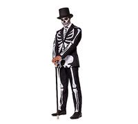Suitmeister - Skeleton Grunge Black - Costume Halloween pour homme In Stylish Print - Ensemble complet : veste, pantalon et tie inclus - Noir - Taille XL