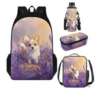 SUITOSELFY Lot de 4 sacs à dos décontractés et polyvalents pour tout-petits faciles à nettoyer, Lavande Corgi, Taille unique, Sacs à dos