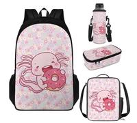 SUITOSELFY Lot de 4 sacs d'école pour filles et garçons en tissu polyester de grande capacité, Salamandre mignonne, Taille unique, Ensemble cartable