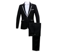 Suits for Men Slim Fit 3 Piece Slim Fit Tuxedo Suit for Formal Prom One Button Trimmed Blazer Jacket Pants with Black Gray X Large