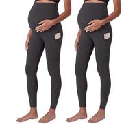 SUIUOI 2 PCS Stretch Legging Grossesse Maternité,Confortablement Taille Haute Pantalon de maternité Sports et Loisirs Confortable Legging Vêtements Grossesse Opaque