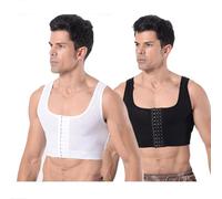 SUIUOI Body shaper pour homme, à compression plate, pour cacher la gynécomastie, pull pour la poitrine, à compression, amincissant, corset, sous-vêtement, canottiera, shapewear, noir/blanc, XXL