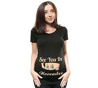 SUIUOI T-shirt de maternité à manches courtes et col rond pour femme avec motif imprimé, Novembre Noir, XXXL