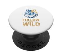 Suivez la nature sauvage de votre loup PopSockets PopGrip Adhésif
