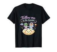 Suivez-Moi sur la Lune Mignon UFO Design Jeu de Mots T-Shirt