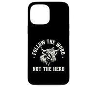 Suivez The Word Not Herd Highland Cow Spirit Coque pour iPhone 13 Pro Max