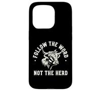 Suivez The Word Not Herd Highland Cow Spirit Coque pour iPhone 15 Pro