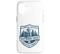 Suivez Toujours Le Code du Plein air | Retro Scouting | Durabilité Coque pour iPhone 16 Plus