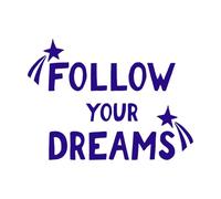 suivez vos rêves et vos étoiles avec un arc-en-ciel dessiné à la main dans un style plat de dessin animé Stickers lettrage 36x49.2cm N'abîme pas le mur Bleu foncé