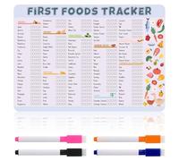 Suivi des Premiers Aliments pour Bébé, 30,5x21,5cm Planificateur de Repas Magnétique Baby First Food Tracker Fournitures de Sevrage Dirigé par Bébé pour les Nouveaux Parents les Baby-Sitters