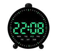 Suivi du temps d'horloge de bureau à LED et-Coque noire vert li