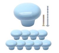 suiwotin Lot de 10 boutons ronds en céramique bleu clair pour placard, placard, porte de meubles