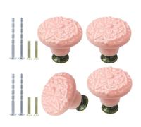 suiwotin Lot de 16 boutons de porte en céramique rose vintage pour placard de cuisine, commode, tiroir, placard, meuble