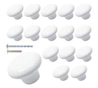 Suiwotin Lot de 16 boutons et poignées d'armoire en céramique blanche - Poignées de tiroir décoratives pour placard, placard, portes de meubles (taille L)