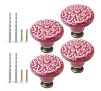Suiwotin Lot de 4 boutons et poignées de tiroir vintage en céramique pour placard, placard, portes de meubles