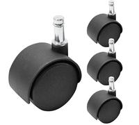 suiwotin Lot de 4 roulettes pivotantes de 3,8 cm, roues M8 à tige circlip très résistantes, roues de rechange en nylon noir pour meubles, tables, armoires, étagères