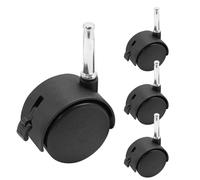 suiwotin Lot de 4 roulettes pivotantes de 5,1 cm, roues M8 à tige avec frein, roulettes robustes en nylon noir de rechange pour meubles, tables, armoires, étagères