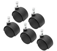 suiwotin Lot de 5 roulettes pivotantes de 3,8 cm, roues M8 à tige circlip très résistantes, roues en nylon noir de rechange pour meubles, table, armoire, étagère
