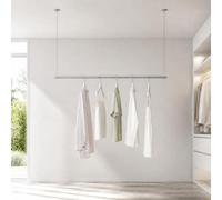 Suixtil Cintres Rail de Cintre Plafond, Portant réglable en Hauteur avec Tringle pour Commerce détail, Boutique, Dressing, laverie et Studio, 80/100 120 150 cm Cintres de Vêtements