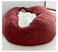 Suixtil Housse de Pouf géant, Housse canapé, Douce et Confortable, en Fourrure Moelleuse, Relaxation, Chaise Longue, Coussin, Bleu trésor(Weinrot,Queen)