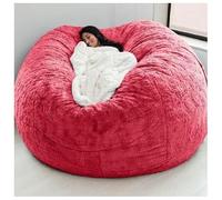 Suixtil Housse de Pouf géant, Housse canapé, Douce et Confortable, en Fourrure Moelleuse, Relaxation, Chaise Longue, Coussin, Bleu trésor(Rouge,Queen)