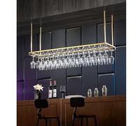 Suixtil Porte-Bouteilles et Verres à vin réglable au Plafond, Organiseur Mural 30-60 cm for Cuisine, Bar et Restaurant(Or,80 * 35cm)