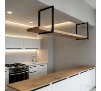 Suixtil Rangement Suspendu Cuisine Supports de Plafond étagère Suspendue Supports Robuste monté au en Bois Massif rétro Loft Rangement Cuisine Armoire Murale métal