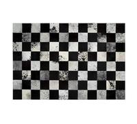 Suixtil Tapis en Cuir de Vache véritable Patchwork, Rond, Fait Main, Facile à Nettoyer, Tapis cheminée Minimaliste Fourrure, Grand Format, for Le Salon