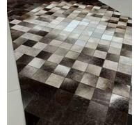 Suixtil Tapis en Peau de Vache véritable à Carreaux, Tapis Cousu Chaud, Coin Lecture, Cuir Pleine Fleur, d'origine éthique(2000MMx3000MM)