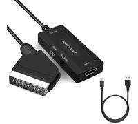 SUJAHHUJIQ Convertisseur HDMI Vers Péritel, Adaptateur HD 1080P Avec Câbles, Input HDMI Output SCART Video Audio Converter NTSC/PAL