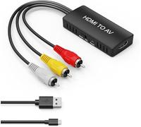 SUJAHHUJIQ Convertisseur HDMI vers RCA, HDMI vers AV 3RCA CVBs Convertisseur Vidéo Composite Audio Adaptateur pour Old TV Compatible PAL/NTSC pour Roku, Android TV Box, DVD, etc