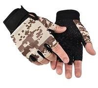 SUJAYU Mitaines de vélo demi-doigts basiques pour randonnée, entraînement, pêche, cyclisme pour enfants, hommes et femmes, marron clair, taille XL