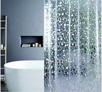 SUJAYU Rideau de douche en EVA avec 12 crochets en plastique, 183 x 183 cm pour cabine de douche et baignoires, rideaux de salle de bain galets 3D, sans odeur et non toxique, semi-transparent