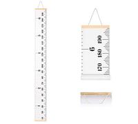 SUJAYU Toise de croissance pour enfants, règle en toile amovible en bois à suspendre, tableau de mesure pour la décoration de la maison (blanc)