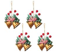 SUJEBKC 4 Pièces Cloche de Noël - Collection - Jeux de Noël（Doré）