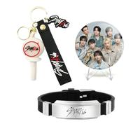 SUJEBKC Stray Kids SKZOO Broche, bracelet et porte-clés Cheer Stick Set Un set de 3 articles dérivés Stray Kids, parfait pour les fans de K-Pop Cadeau pour fans