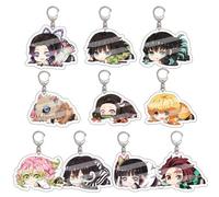 SUJEBRAN 10 Ghost Slayers Porte Clef Anime Figurine Accessoires Cos Jouet Ghost Slayers Keychain Cute Bag Pendentifs