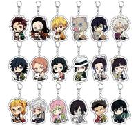 SUJEBRAN 18 Pack Ghost Slayers Porte Clef Anime Figurine Accessoires Cos Jouet Ghost Slayers Key Chain Bag Pendentifs