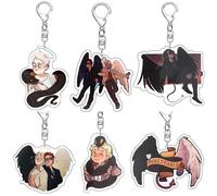 SUJEBRAN 6 Pièces Good of Omen Figurine Porte Clef Good of Omen Accessoires Cos Good of Omen Jouet Keychain Merch