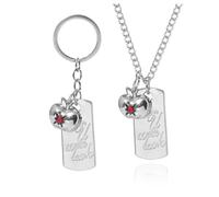 SUJEBRAN Love Deepspace Caleb Collier Porte-clés 2 Pack Caleb Cosplay Accessoire Pomme Argent Pendentif Bijoux (Silver-2S)