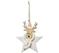 Sujet de NoÃ«l Renne Ã‰toile 14cm Blanc & Beige