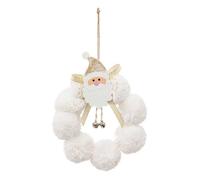 Sujet de Noël - ATMOSPHERA - Couronne Père Noël - Blanc - Polyester - H.15 cm
