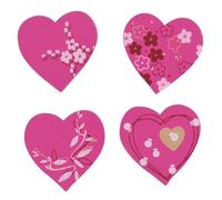 Sujet en Bois thème Coeur Fushia (Lot de 8)