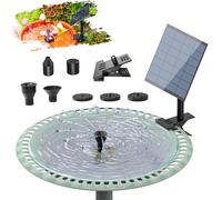SUJFEE DIY Fontaine Solaire 2,5W Bain D'oiseau avec Pinces Fixes Mise à Niveau Détachable Pompe avec 6 Effets de Pulvérisation pour Bassins d'agrément, Étangs,Exterieur Jardin