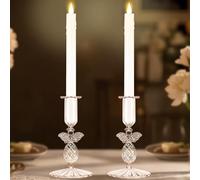 SuJolly Lot de 2 bougies chandelles sans flamme avec bougeoir en verre vintage, décoration de table de mariage, rendez-vous galant, fête, centre de table, en forme d'ange, or rose