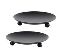 SUJUN Lot de 2 Porte Bougie Noir, Bougeoirs Décoratifs en Fer, Socle à Bougie pour Bougies LED et Cire, Cônes d'Encens, Spa, Mariages - 2 pcs
