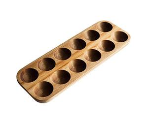 Sujurio 12 Trous Style Japonais en Bois Double RangéE BoîTe de Rangement D'Oeufs Maison Organisateur Support Oeufs Titulaire Cuisine DéCor Accessoires